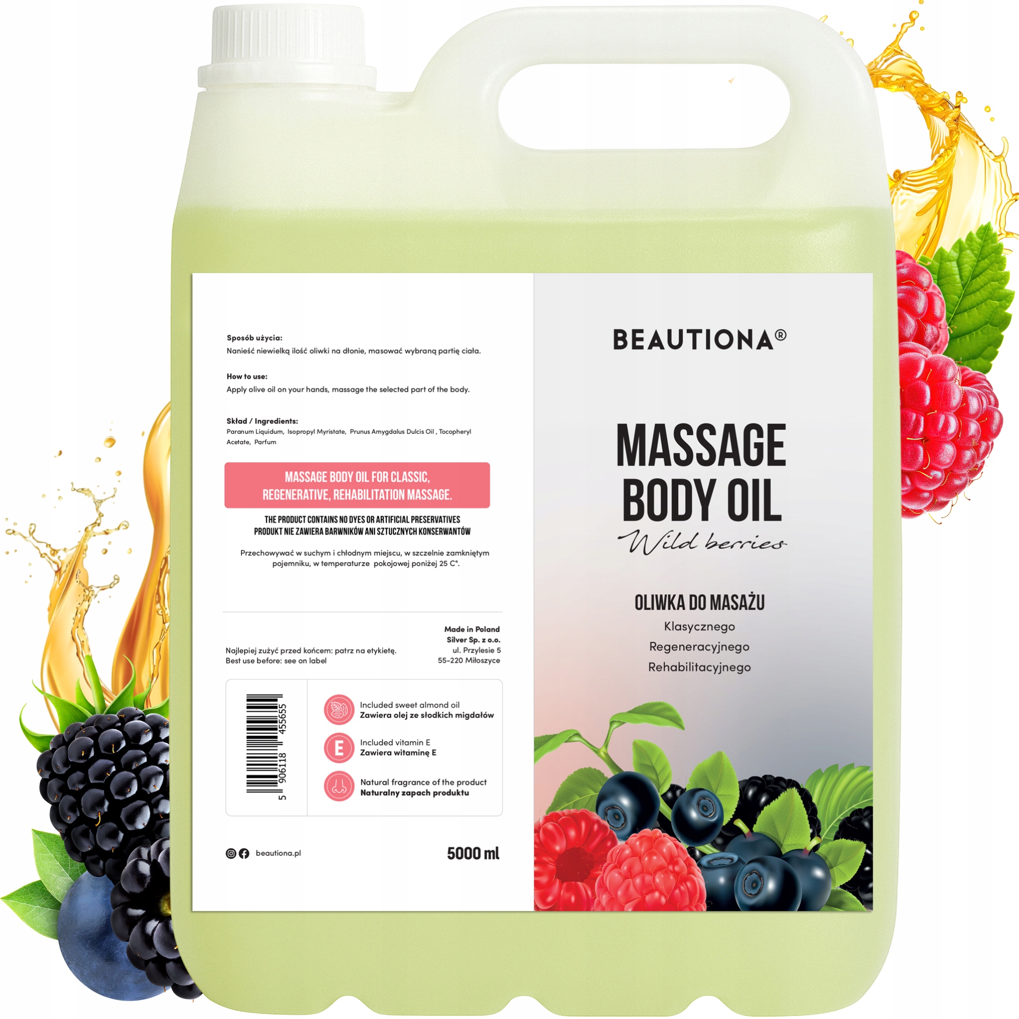 Olivový Olej Na Masáž Těla Obličeje Wild Berries Hydratační A Relaxační 5 L