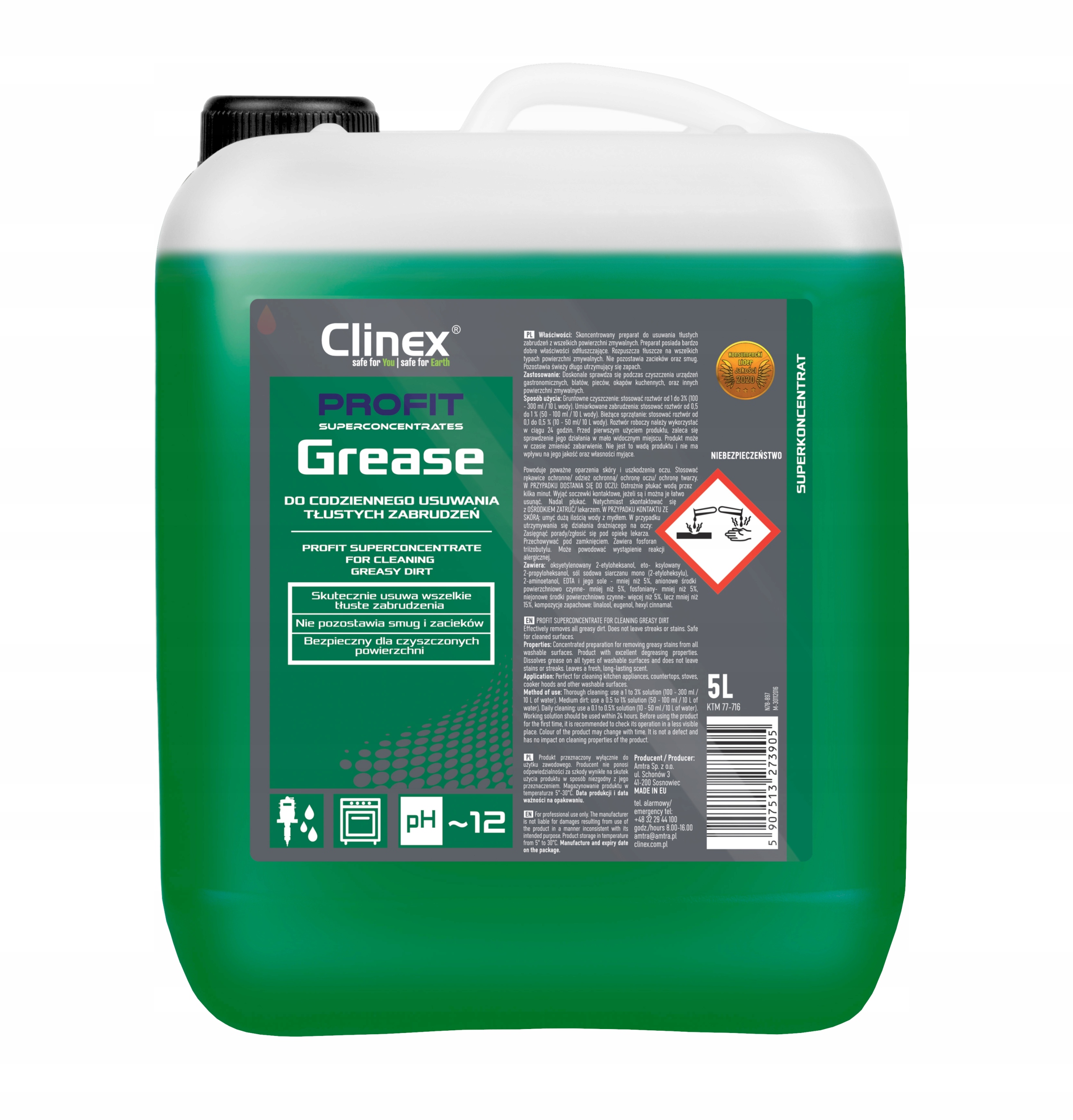Clinex PROFIT GREASE 5L Do tłustych zabrudzeń