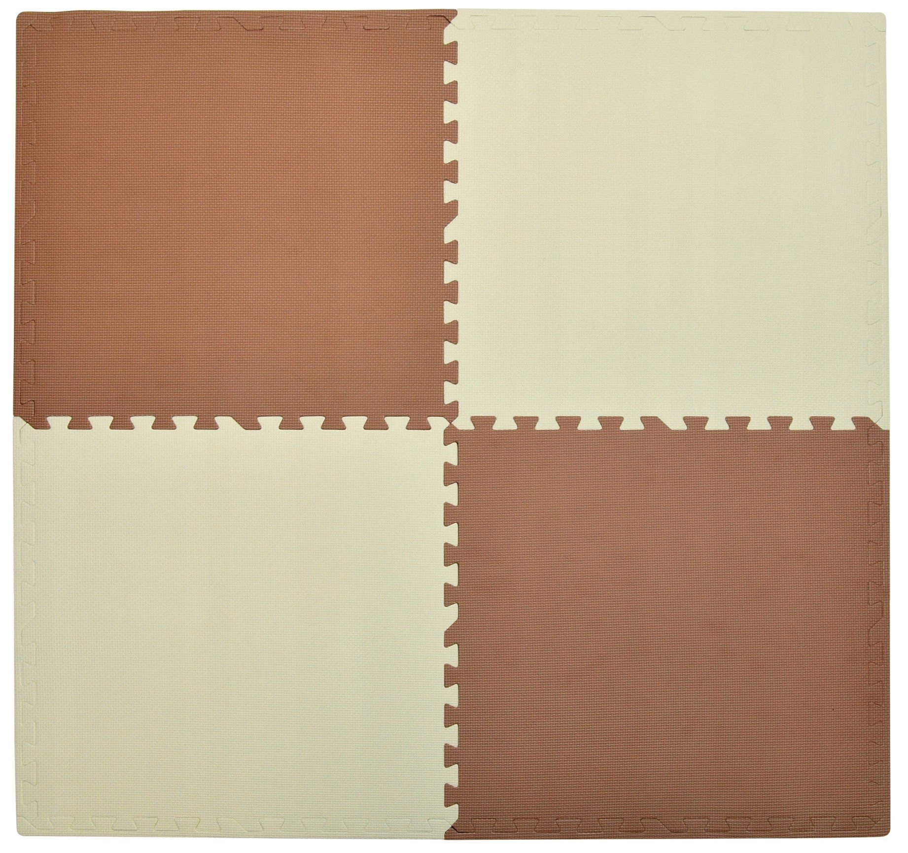 MATA PIANKOWA DUŻE PUZZLE PIANKOWE 120x120CM GRUBE 4SZT. KREMOWE MIEDZIANE