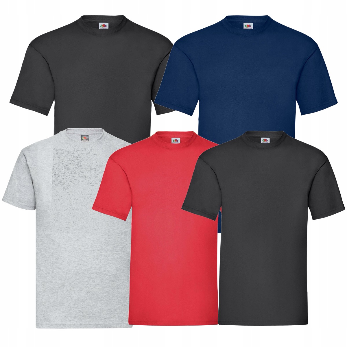 5x Pánské tričko 2x Černo-tmavě modré tričko Fruit of the Loom Valueweight XL