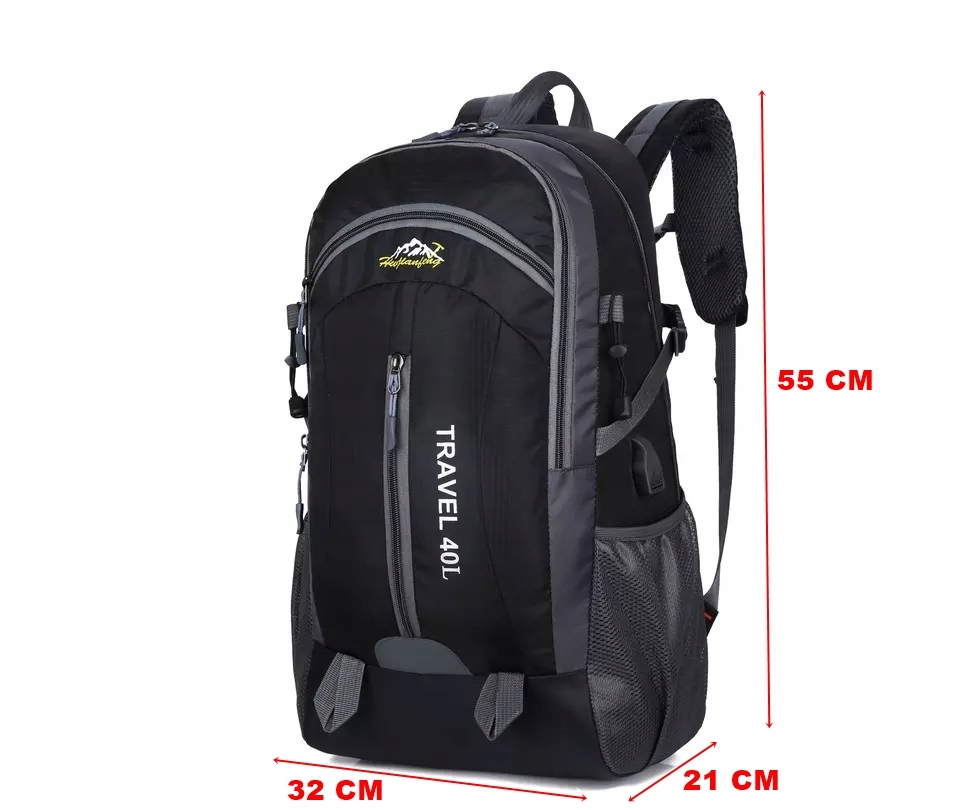 PLECAK TURYSTYCZNY POJEMNY TREKINGOWY MOCNY 40l WODOODPORNY PORT USB Marka inna