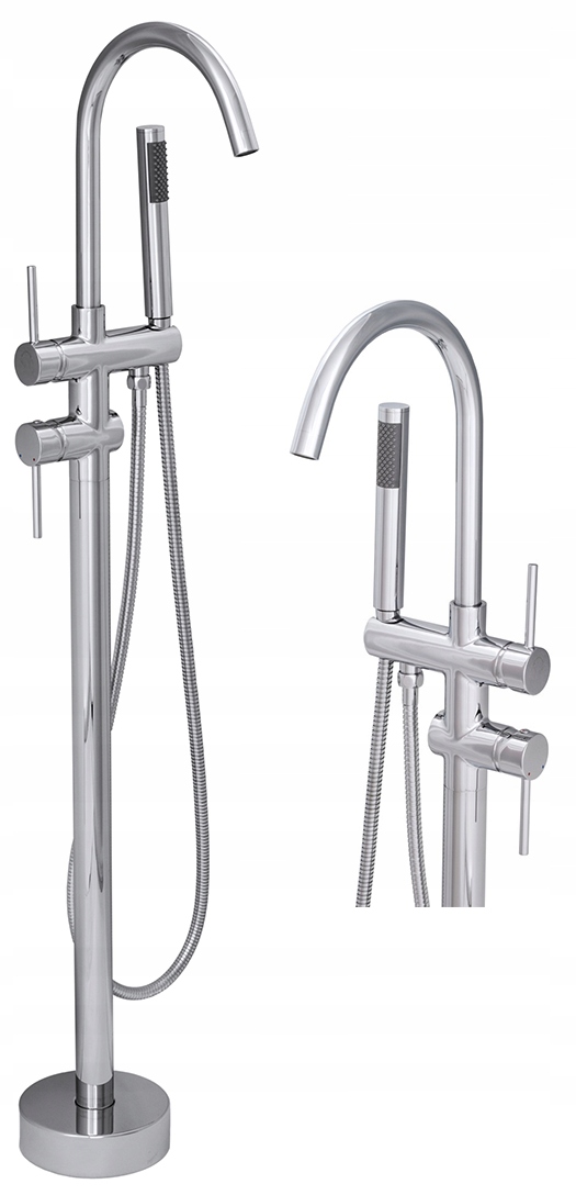 Chrom Kivo Voľne Stojaca Podlahová Batéria Do Sprchy, Vysoký Výtok Do Vane