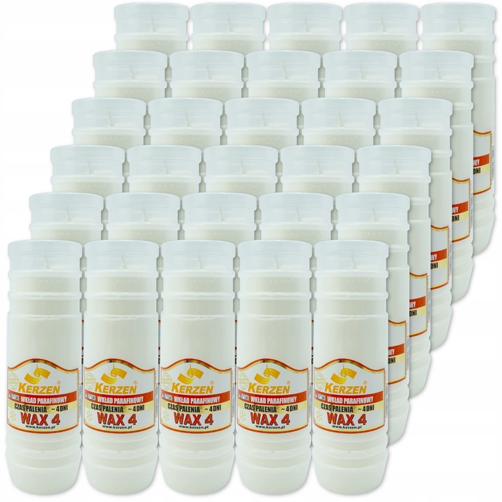 Set parafínových náplní do hřbitovních svíček 17,5 cm Kerzen, doba hoření až 4 dny 30 ks