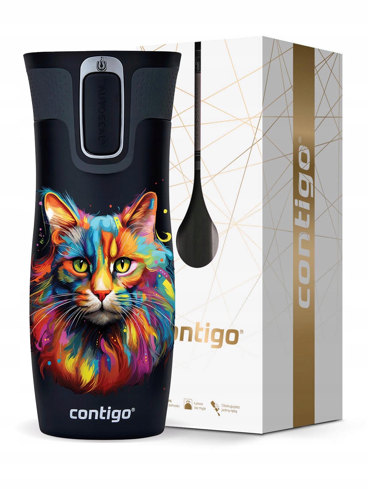 Termohrnek Contigo West Loop 2.0 470ml černý kočka Krabička