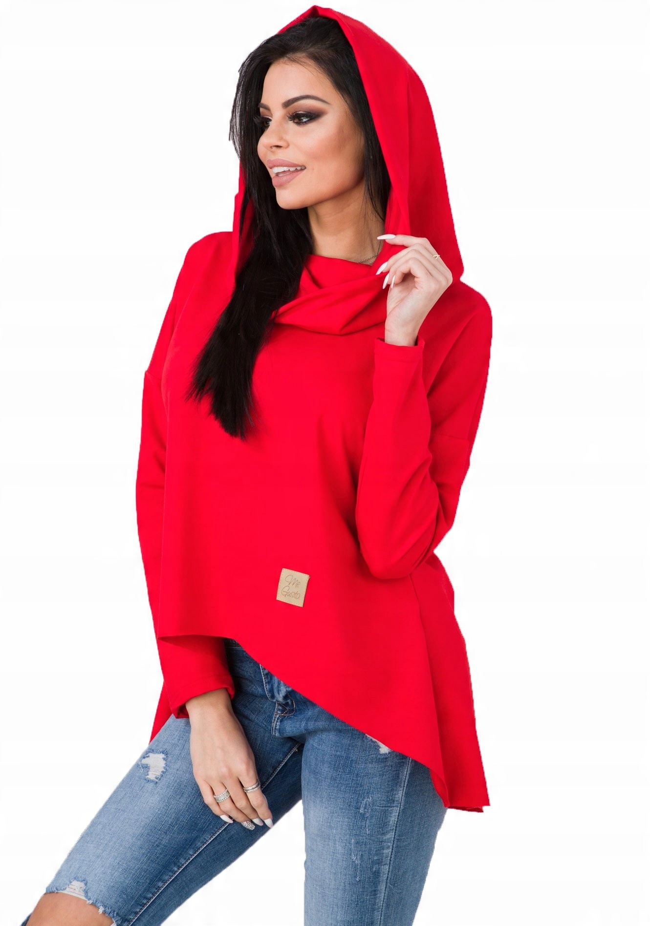 

Asymetryczna Tunika Bluza Sukienka Komin Kaptur L