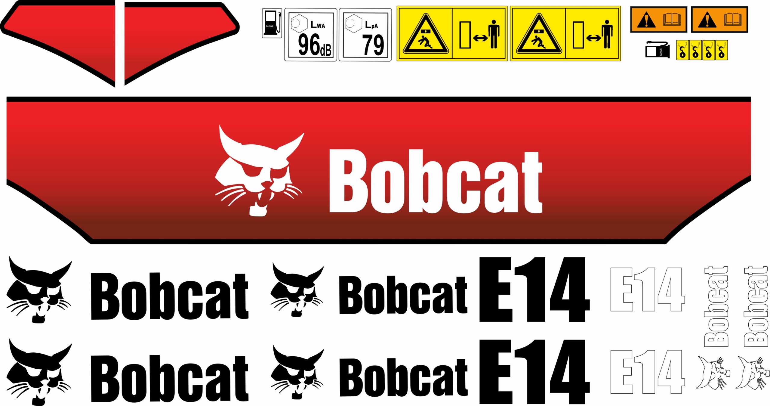 NAKLEJKI BOBCAT E14 MINIKOPARKA LAMINOWANE