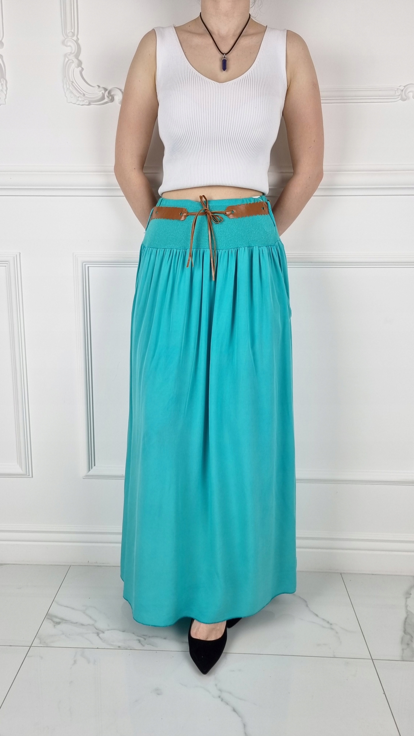 ZWIEWNA DŁUGA SPÓDNICA MAXI DO KOSTEK BOHO DAMSKA Wzór dominujący bez wzoru