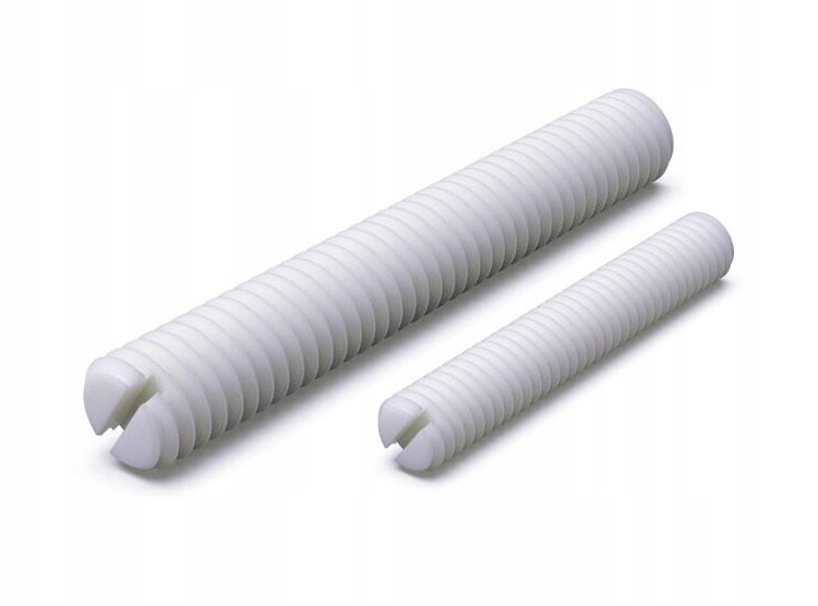 100szt Sworzeń Gwintowany M8x25 Pręt PA6.6 (DIN551) Śruba Tworzywo ISO24766