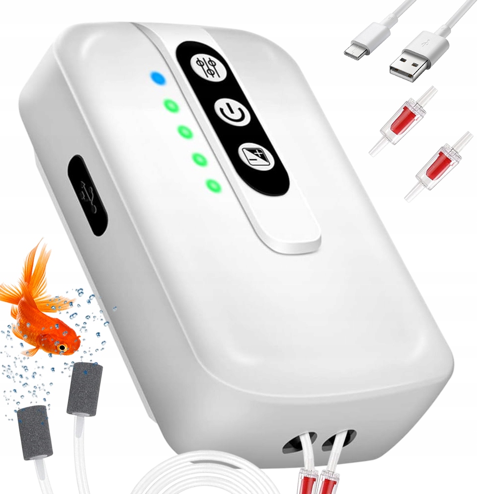 Levně Regulovatelná vzduchová pumpa do akvária, kyslíková pumpa, dva režimy/2000 mAh