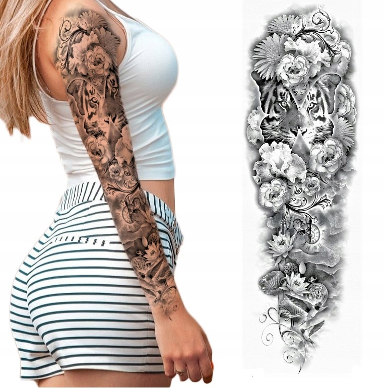

Tatuaż Tymczasowy zmywalny tygrys Rękaw tattoo