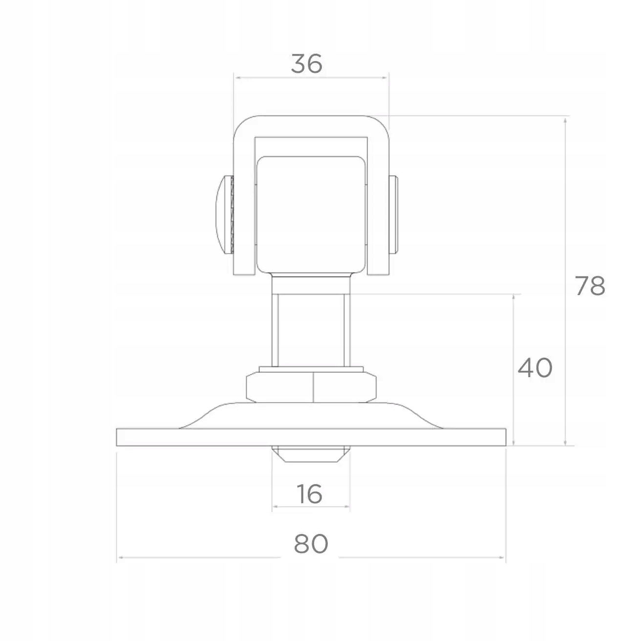 KUREK ZAWIAS DO BRAM FURTKI DRZWI M16 80x80 KUTY Kod producenta ZW.001.16