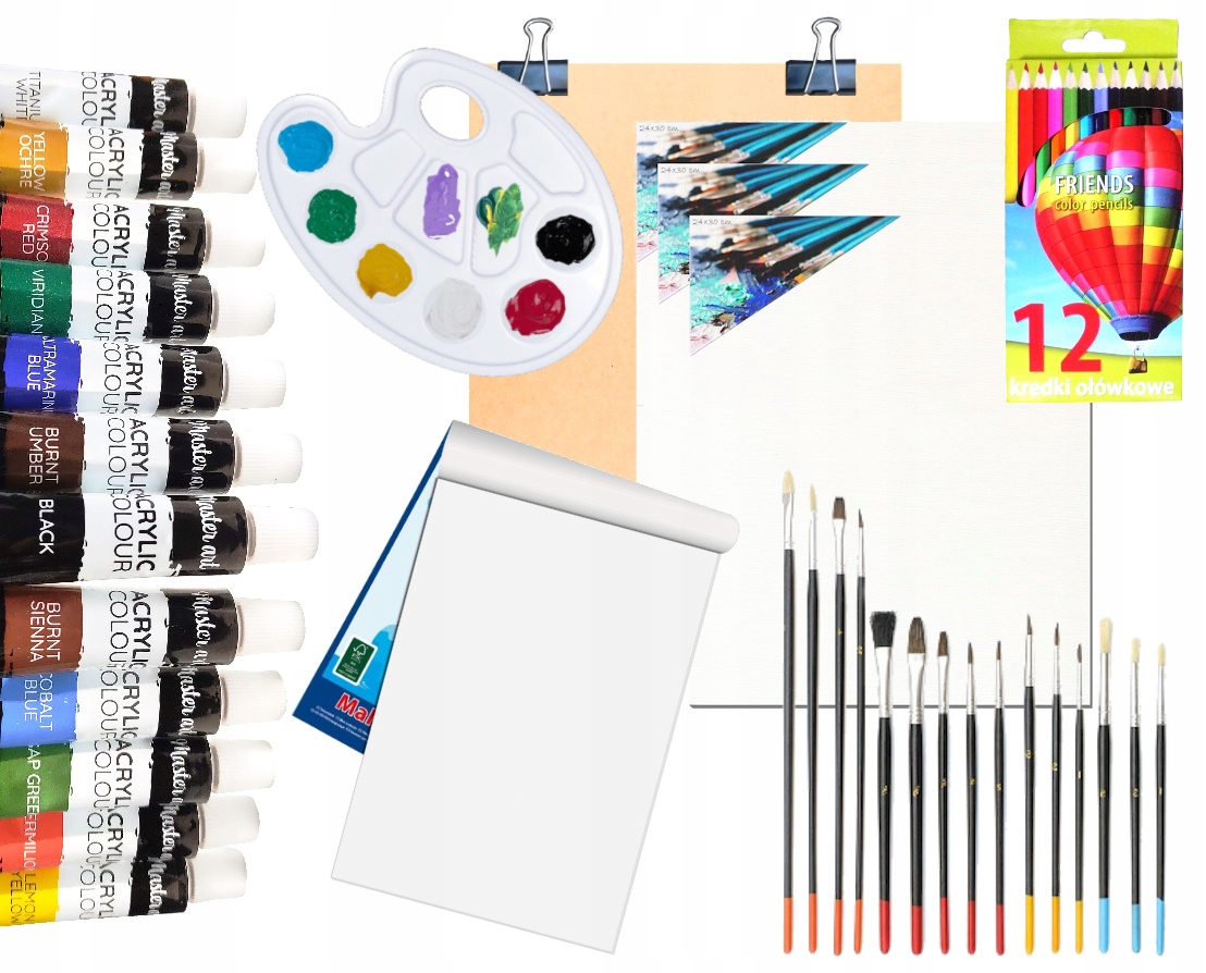 ZESTAW MALARSKI ++ Sztaluga Rysownica Farby Płótna Liczba sztuk w zestawie 1 szt.