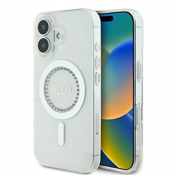 Guess GUHMP16SPFTDTEH iPhone 16 6.1" biały/white hardcase IML Rhinesto