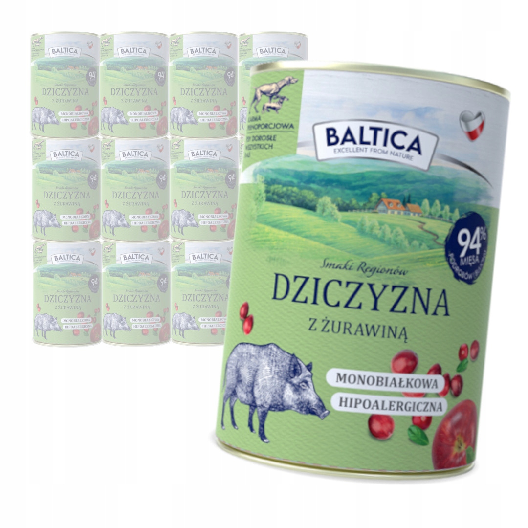 Levně Baltica Zvěřina s brusinkami 12x400g Hypoalergenní Vlhké Krmivo pro psy