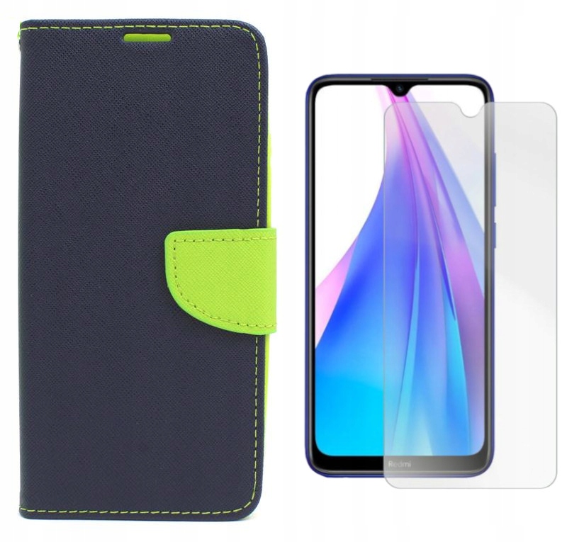 Etui do Xiaomi Redmi Note 8T POKROWIEC CASE OBUDOWA granatowe I SZKŁO