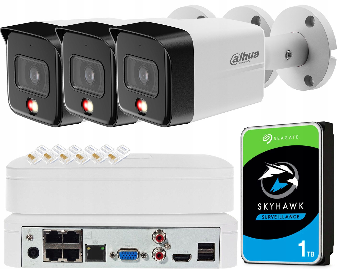 8Mpx monitorovacia sada Dahua 3x kamera IPC-HFW1839TC-A-IL Smart Dual Light