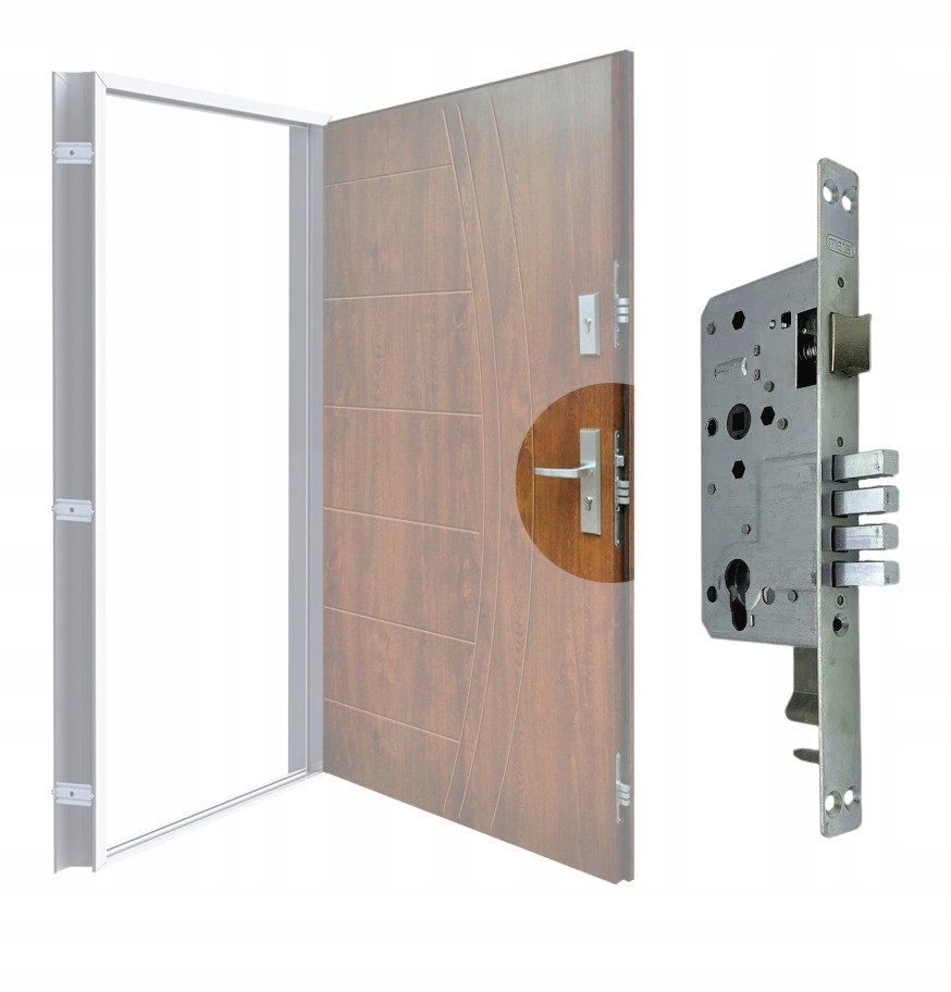 Hlavní zámek vnějších dveří Wikęd s lankem pro dveře Wikęd Premium 54 mm