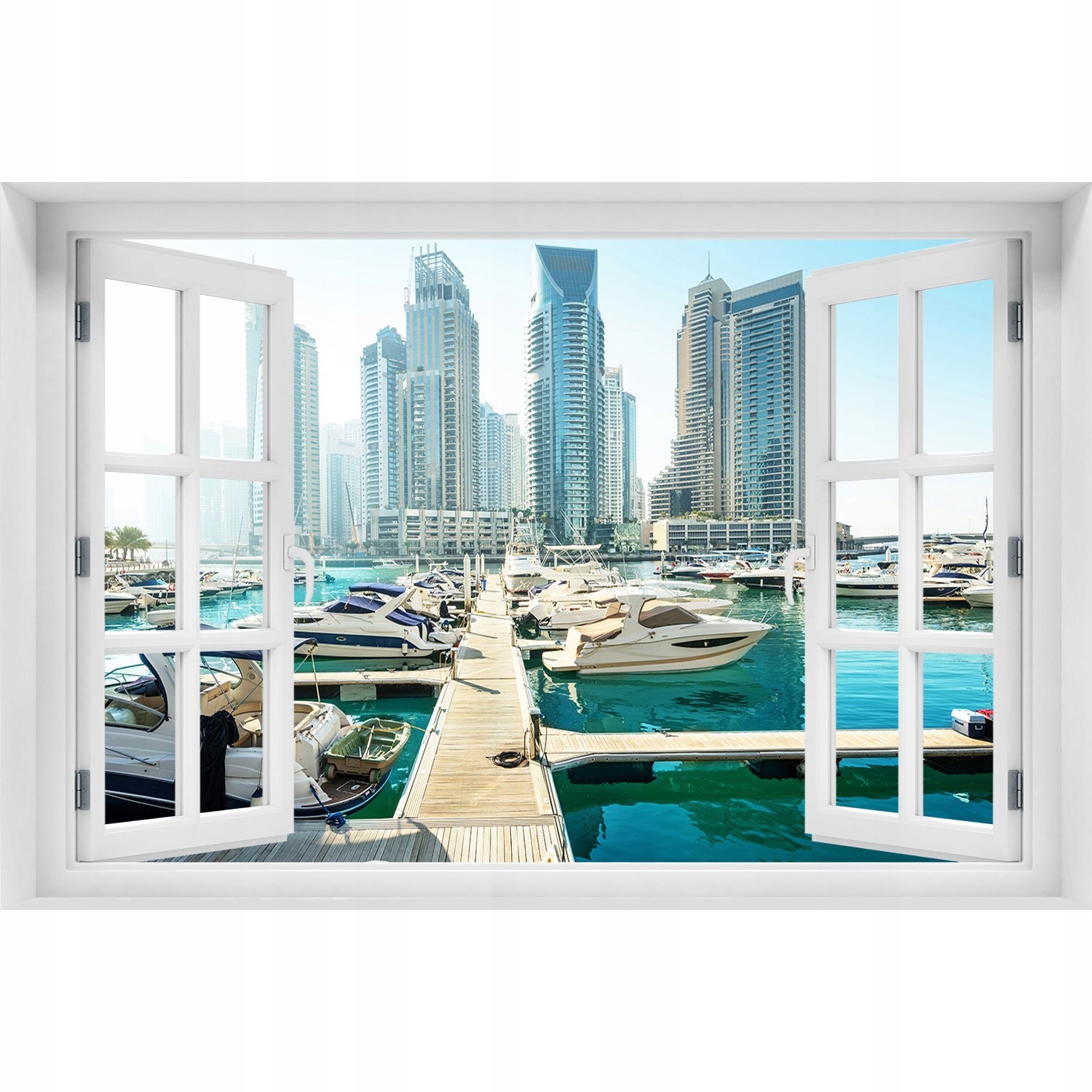 

Fotoobraz Naklejka 3D Okno Marina w Dubaju 150x100