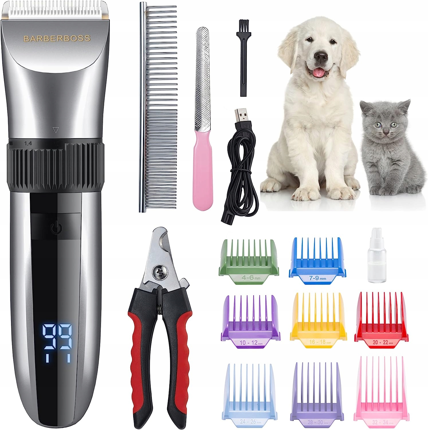 Levně BarberBoss Stříhací strojek na zvířata Sada QR-9082