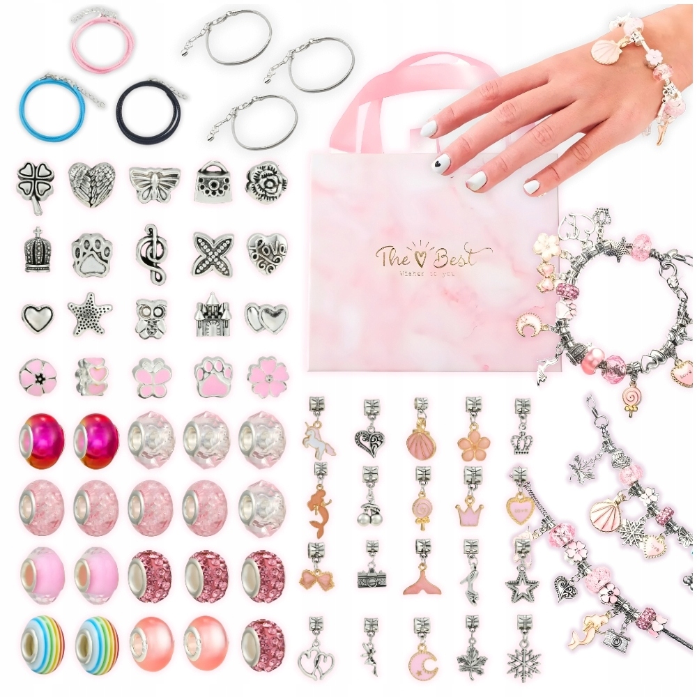 ZESTAW DO ROBIENIA BIŻUTERII KORALIKI BRANSOLETEK ZAWIESZKA CHARMS DZIECI