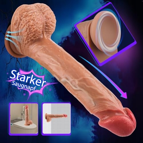 REALISTISCHER Dildo Silikonowy 21 cm z Przyssawką i Dużymi Jądrami — miniatura 2