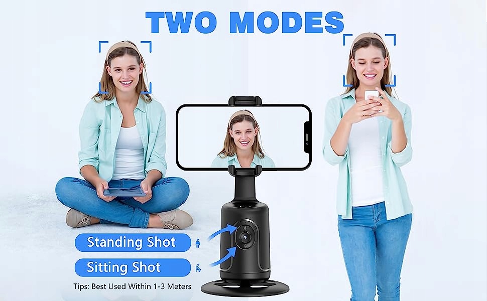 SMART UCHWYT ŚLEDZENIA TELEFONU STRZELECKIEGO Z PILOTEM ŚLEDZĄCY OBRÓT 360° Cechy dodatkowe Auto Face Tracking Tripod 360°