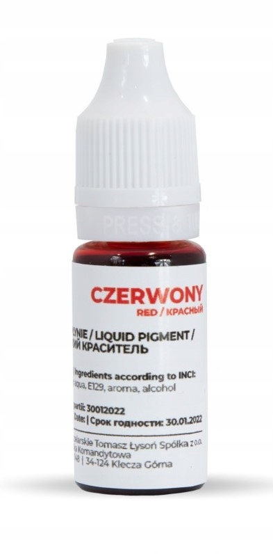 

Barwnik do mydła kolor Czerwony 10 ML