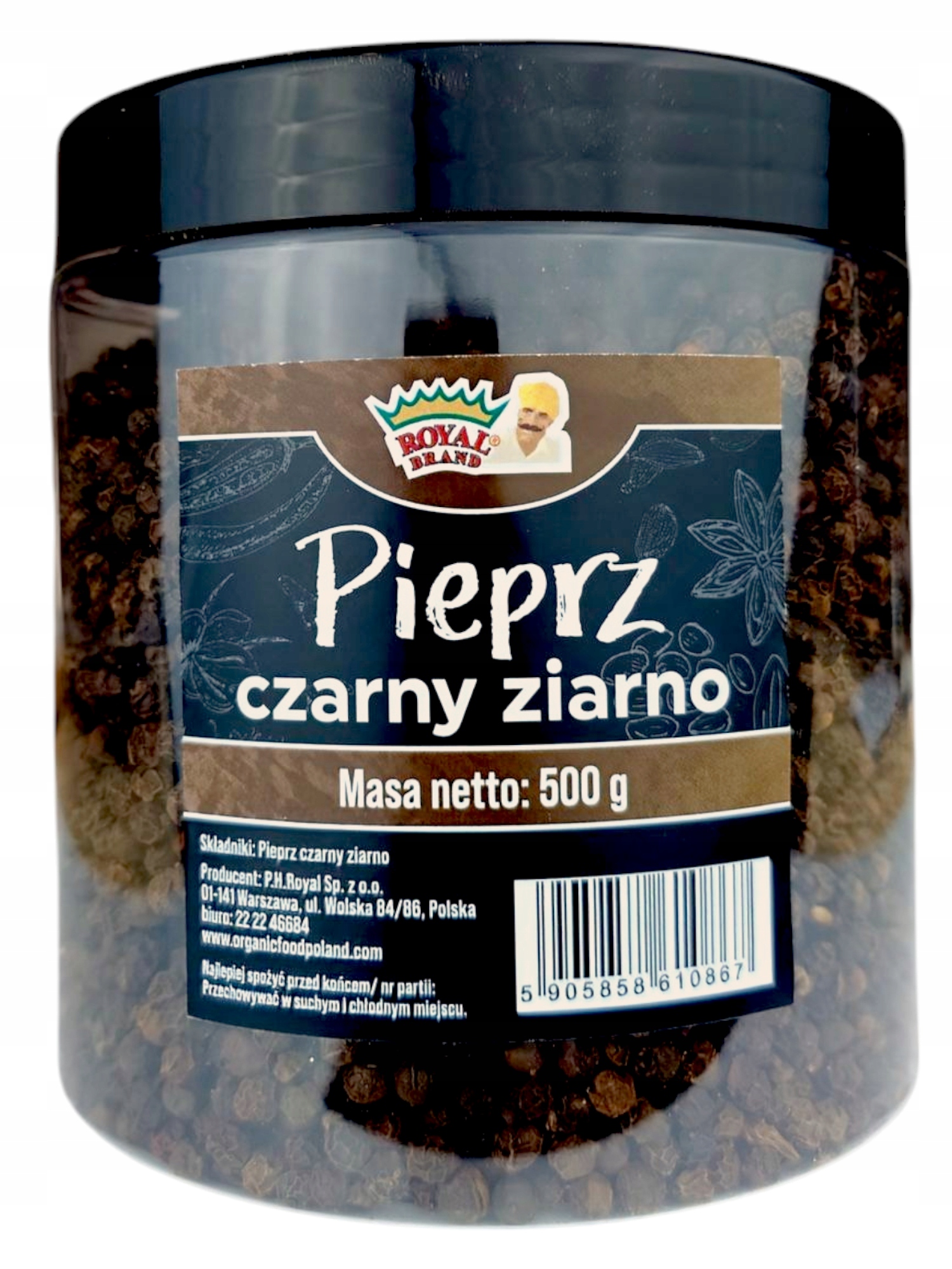 Levně Pepř Černý Zrnitý Aromatický v opakovaně použitelné sklenici 500 g, třída 1