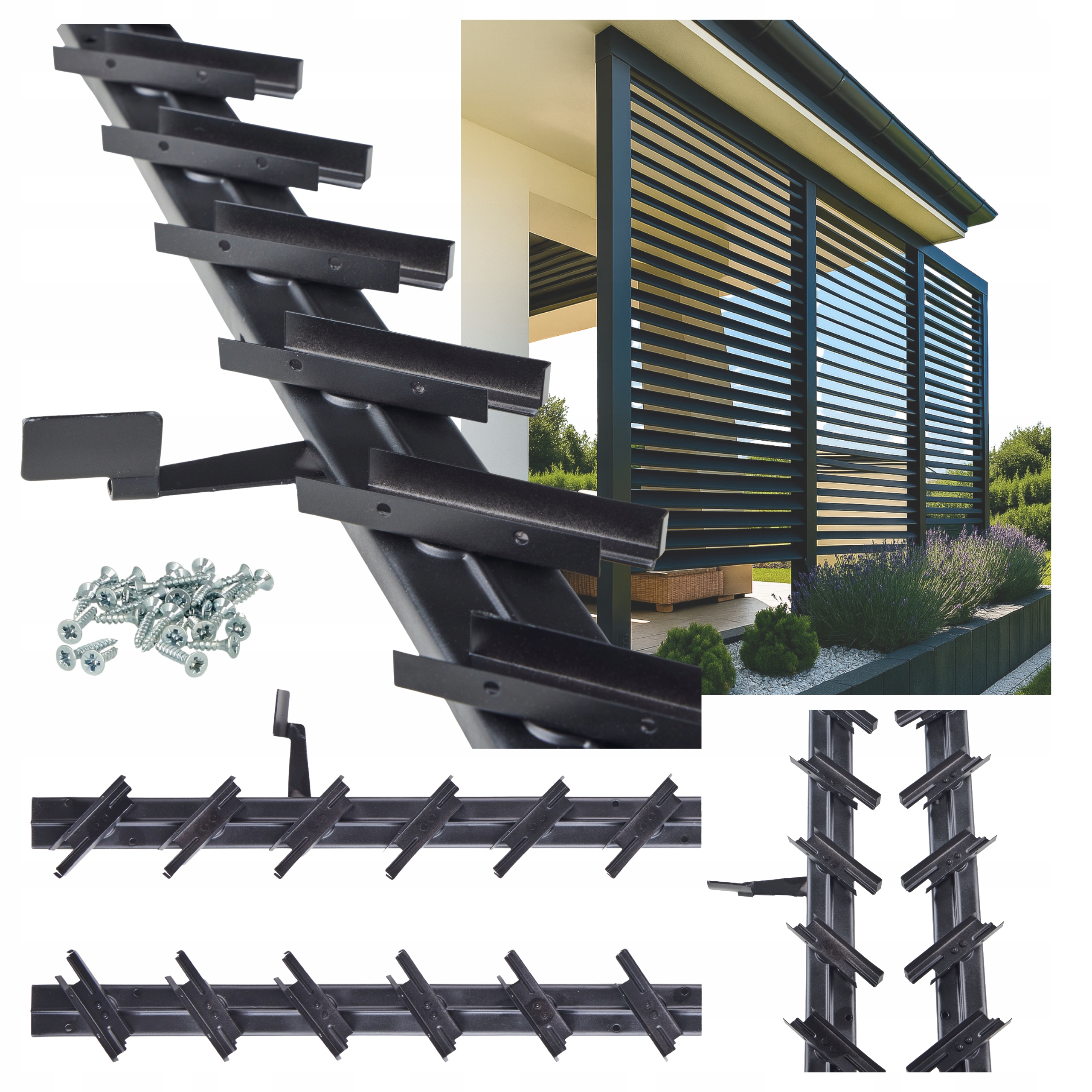 Pohyblivé Desky Mechanismus Žaluzie Na Terasu Do Altánku Shutters Černý 54 CM