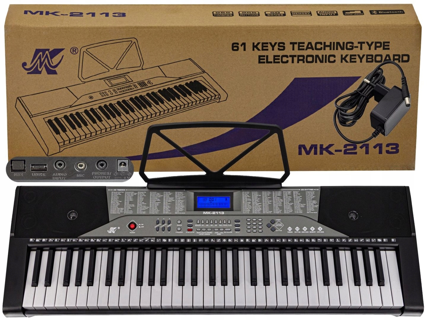 Klávesnice MK-2113 Organy, 61 Kláves, Napájecí Zdroj