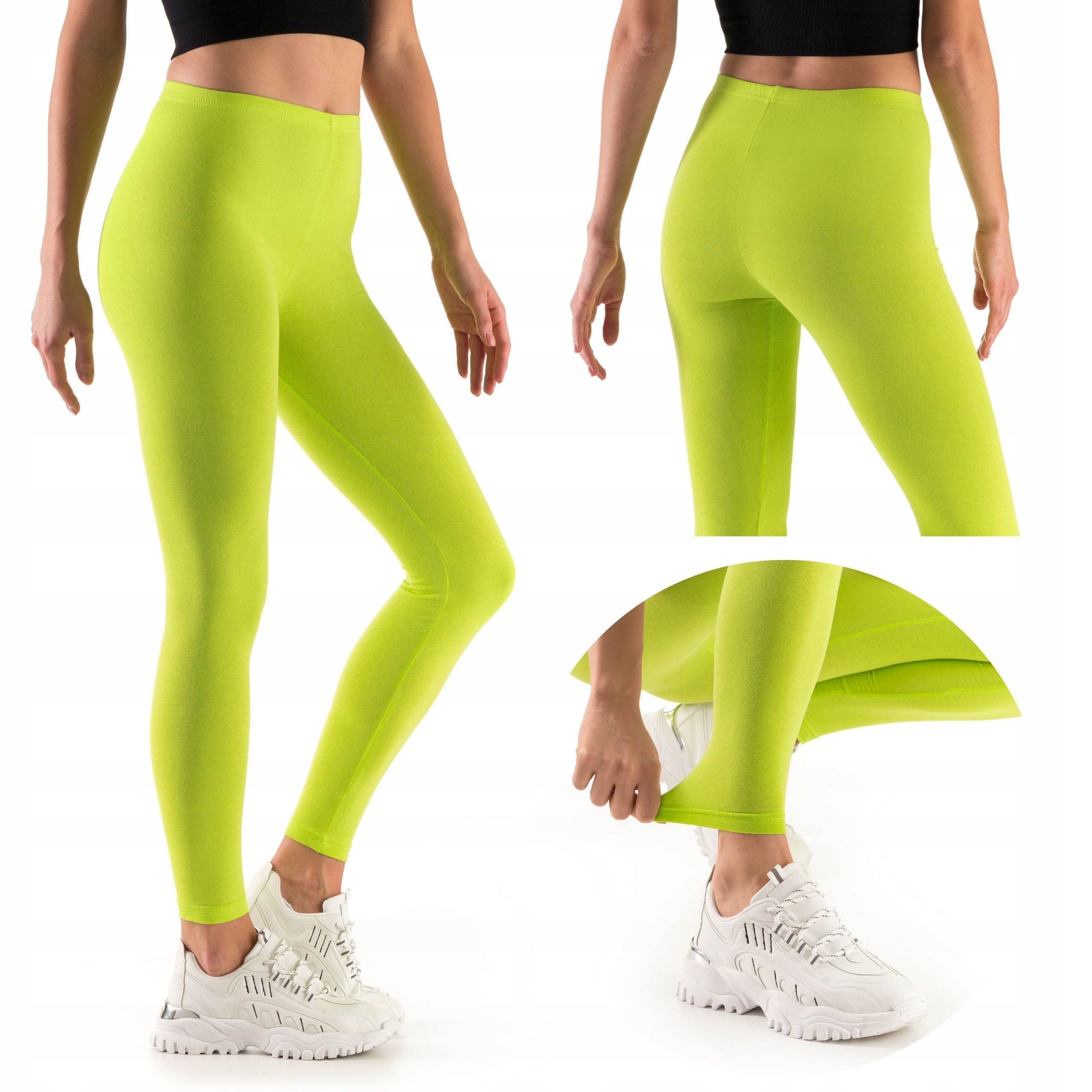 

Legginsy Damskie Bawełniane Długie Getry Limonka