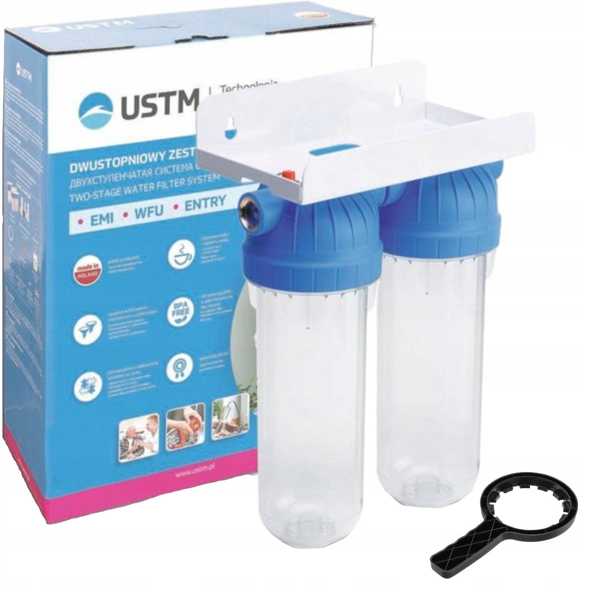 Filtr obudowa filtra do wody korpus narurowy zestaw 2 stopniowy 1/2' Ustm