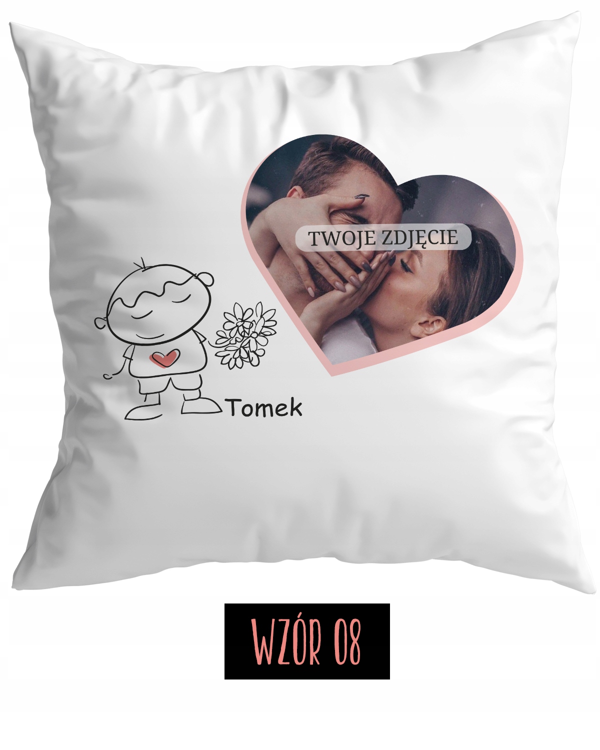 PODUSZKA Z NADRUKIEM WALENTYNKI DEDYKACJA PREZENT Kolor biały