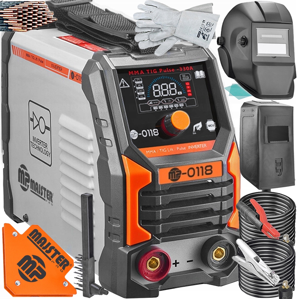 Spawarka Inwerterowa 330A Mma Pulse Tig Lift Tig Digital Przyłbica MP0118