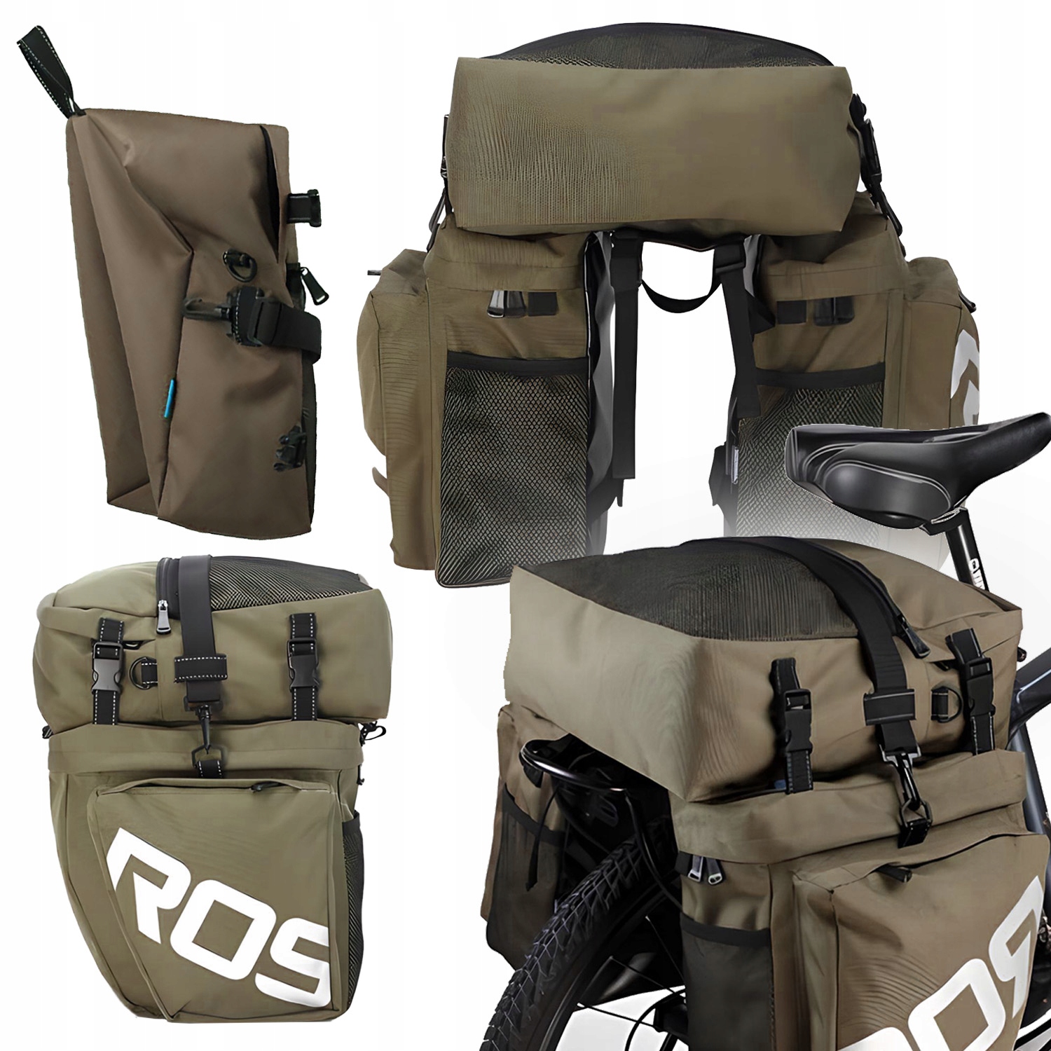 2w1 Sakwa Rowerowa Na Bagażnik Tylna Torba Na Ramie Przenośna Pojemna 65L