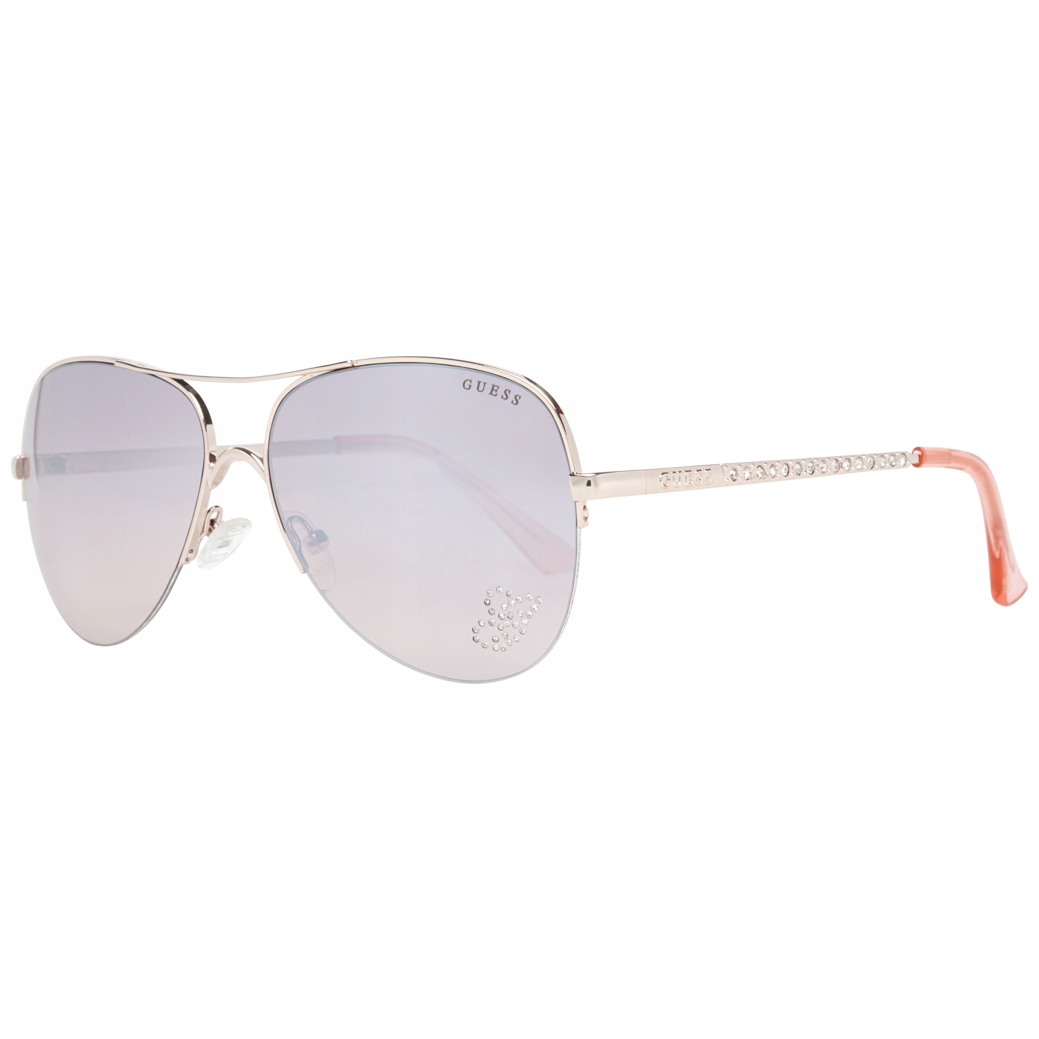 

okulary damskie Guess GF6058 pilotki różowe złote