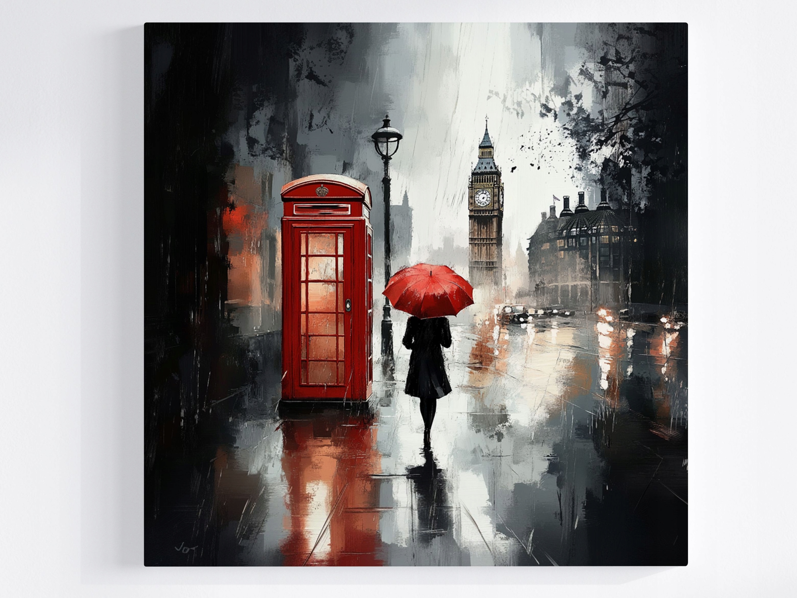 Obraz Na Plátně Canvas Město Londýn Procházka Déšť Žena Deštník 80x80