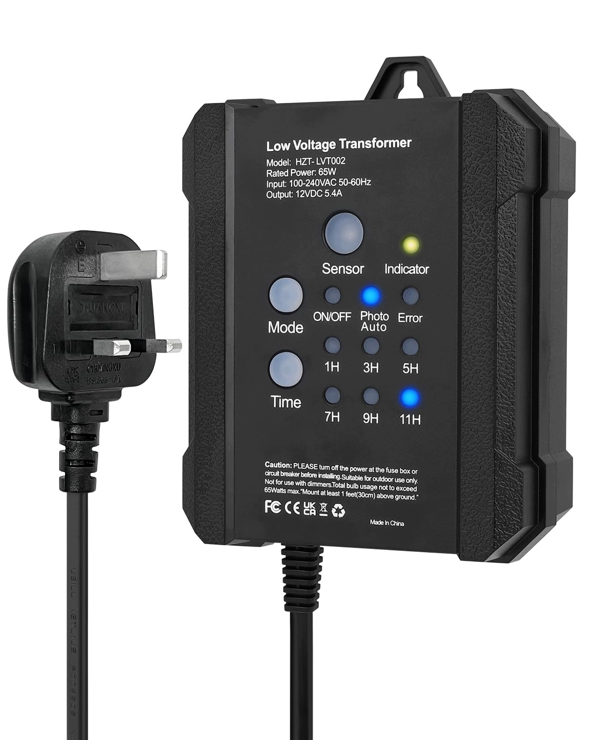 Napájecí zdroj Led transformátor 12V 60W Fotobuňka Časovač IP65 Osvětlení Zahrada