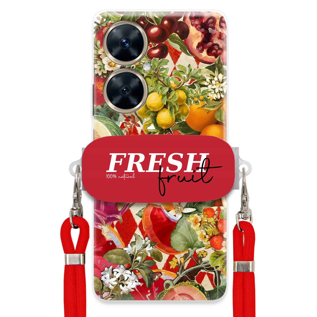 Pouzdro pro Huawei Nova 11i Červené Crossbody vodítko Držák Fresh Fruit Ovoce