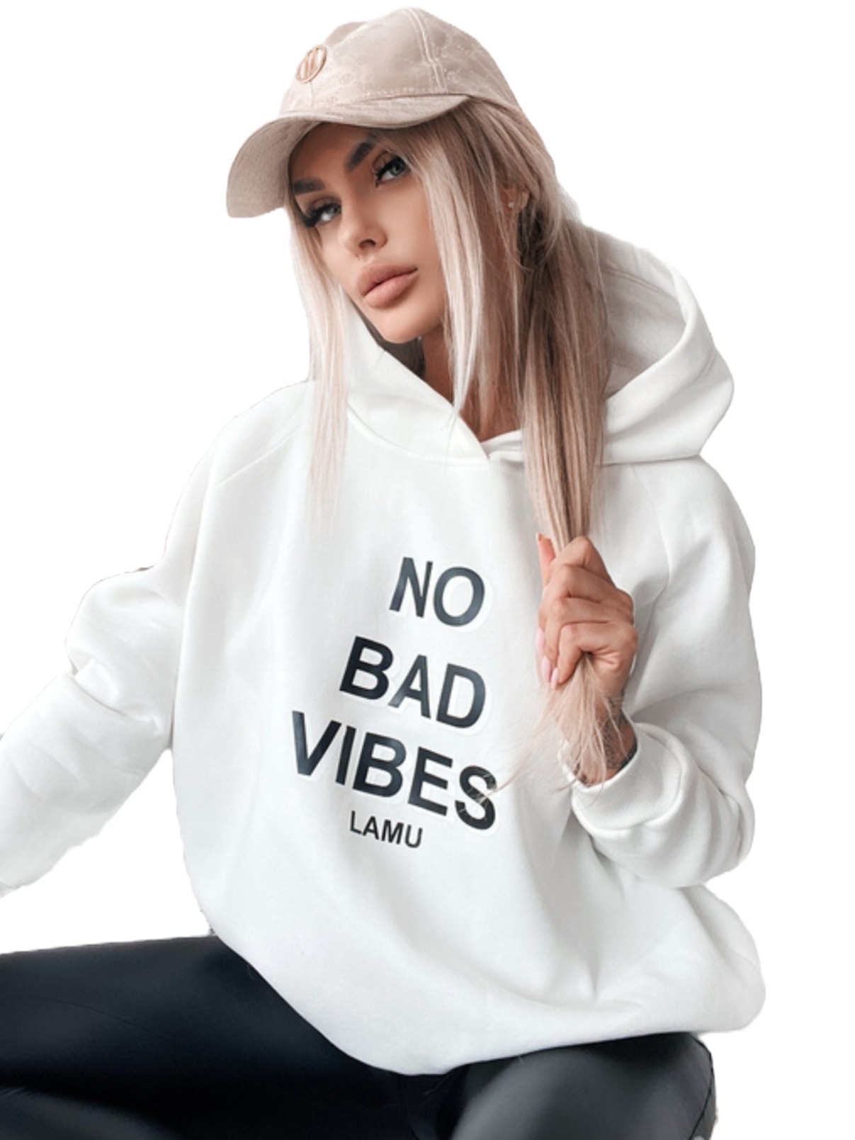La..mu bluza No Bad Vibes biała uni lamu
