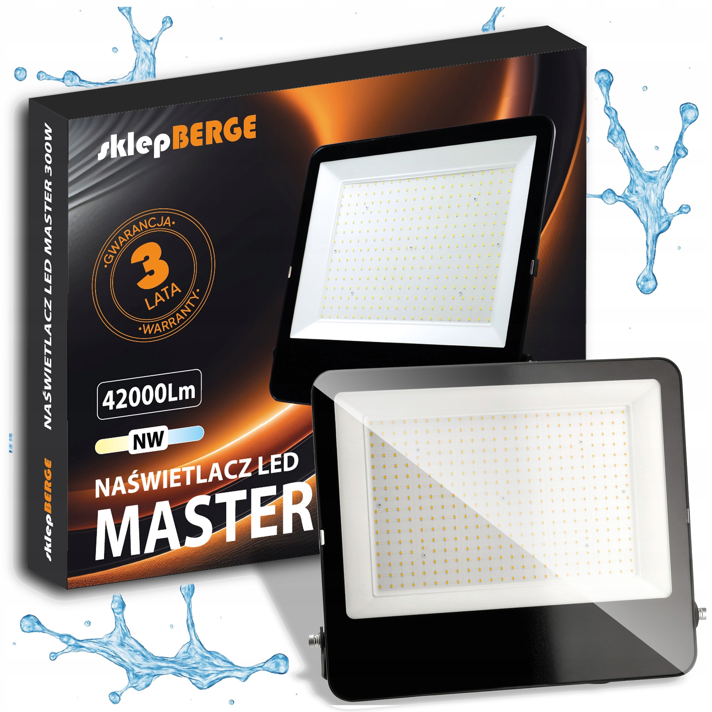 Lampa Halogénový reflektor Led 300W 42000lm 4000K Vodotesný