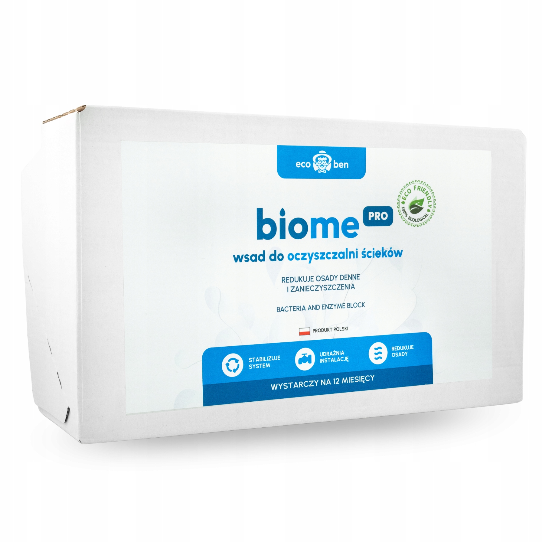Biome Pro Bakterie do oczyszczalni Bezobsługowy Wsad Blok Enzymów na Rok