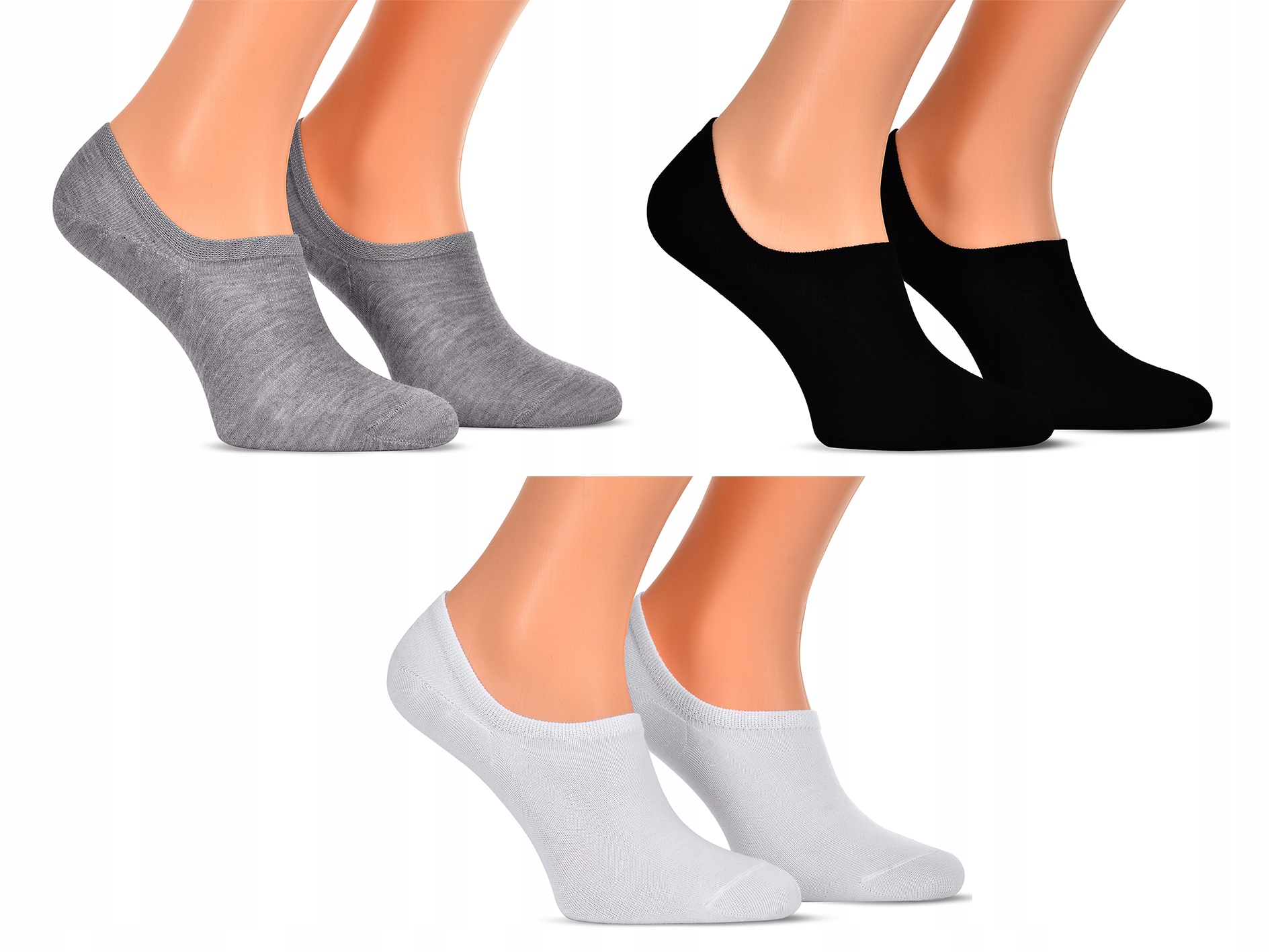 

3x Stopki Damskie Skarpetki Bawełna Silikon Niskie