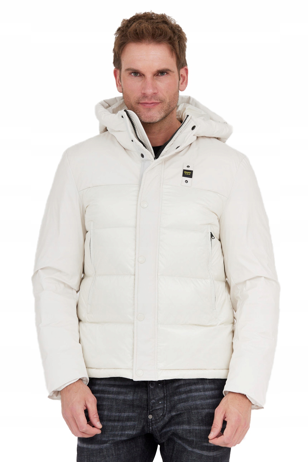 Blauer Pánská péřová bunda s kapucí ecru, velikost M