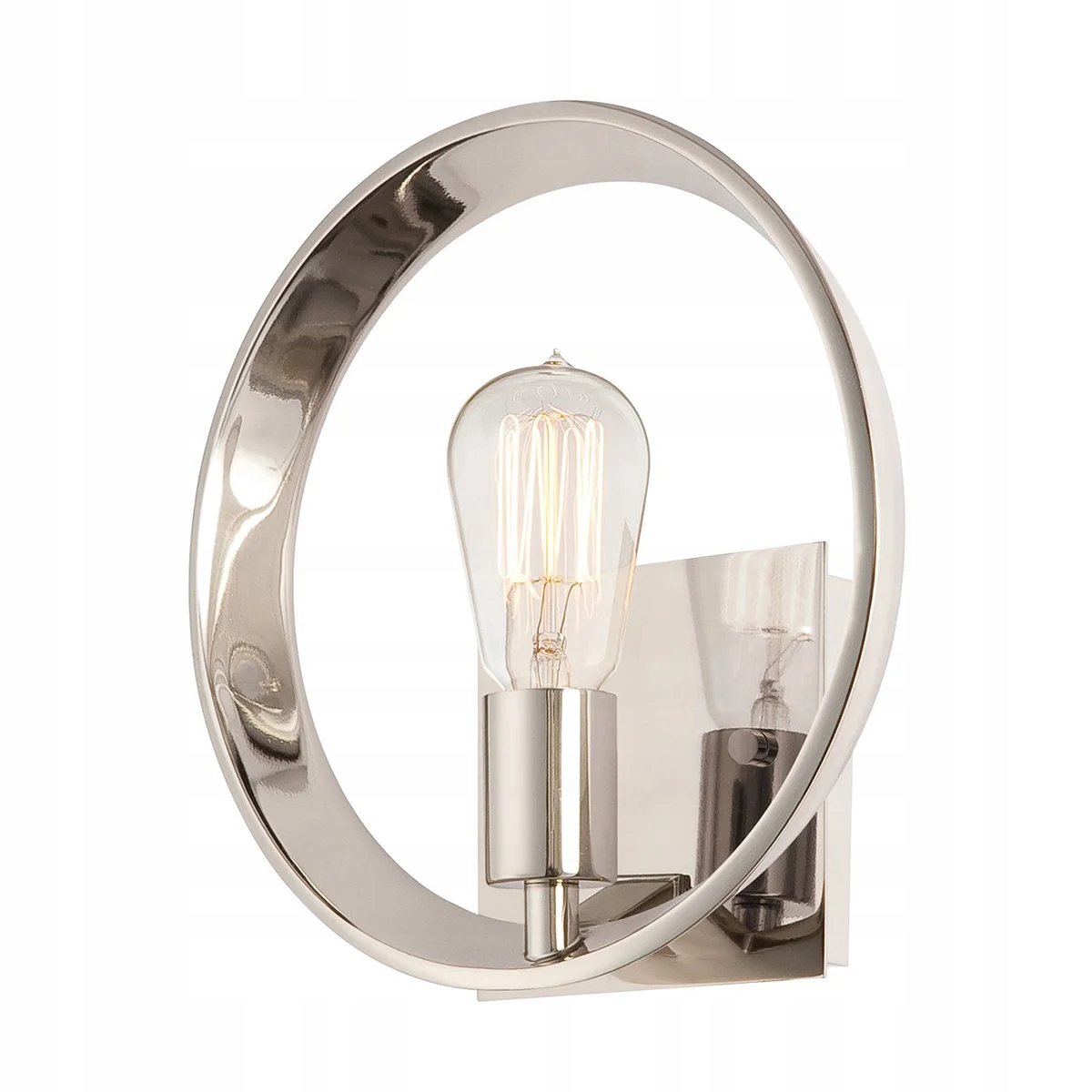 Industriálna nástenná lampa strieborná okrúhla do spálne a obývačky Quoizel