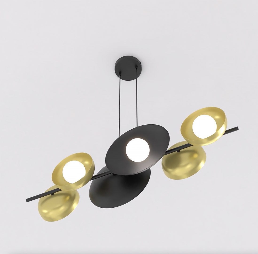 Závesná lampa Volum 6 Bl/gold moderná, zlato-čierna