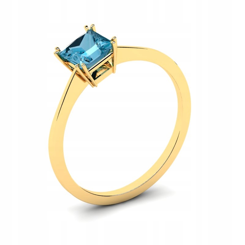 

Pierścionek Złoty Klasyczny Z Błękitną Cyrkonią