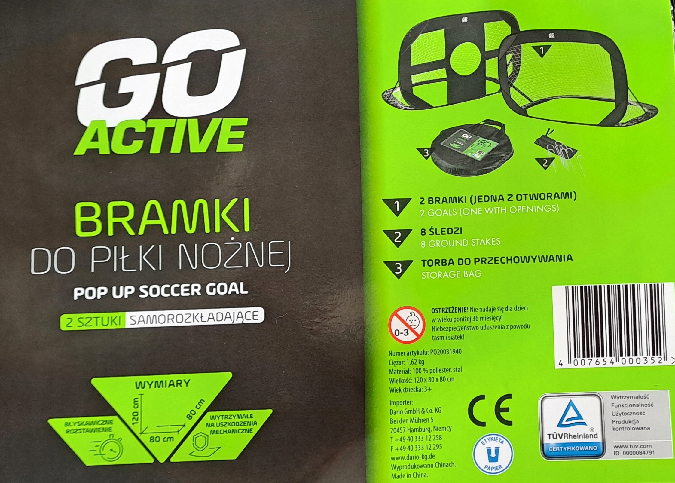 Bramki do piłki nożnej Go Active 2szt Kod producenta 4007654000352