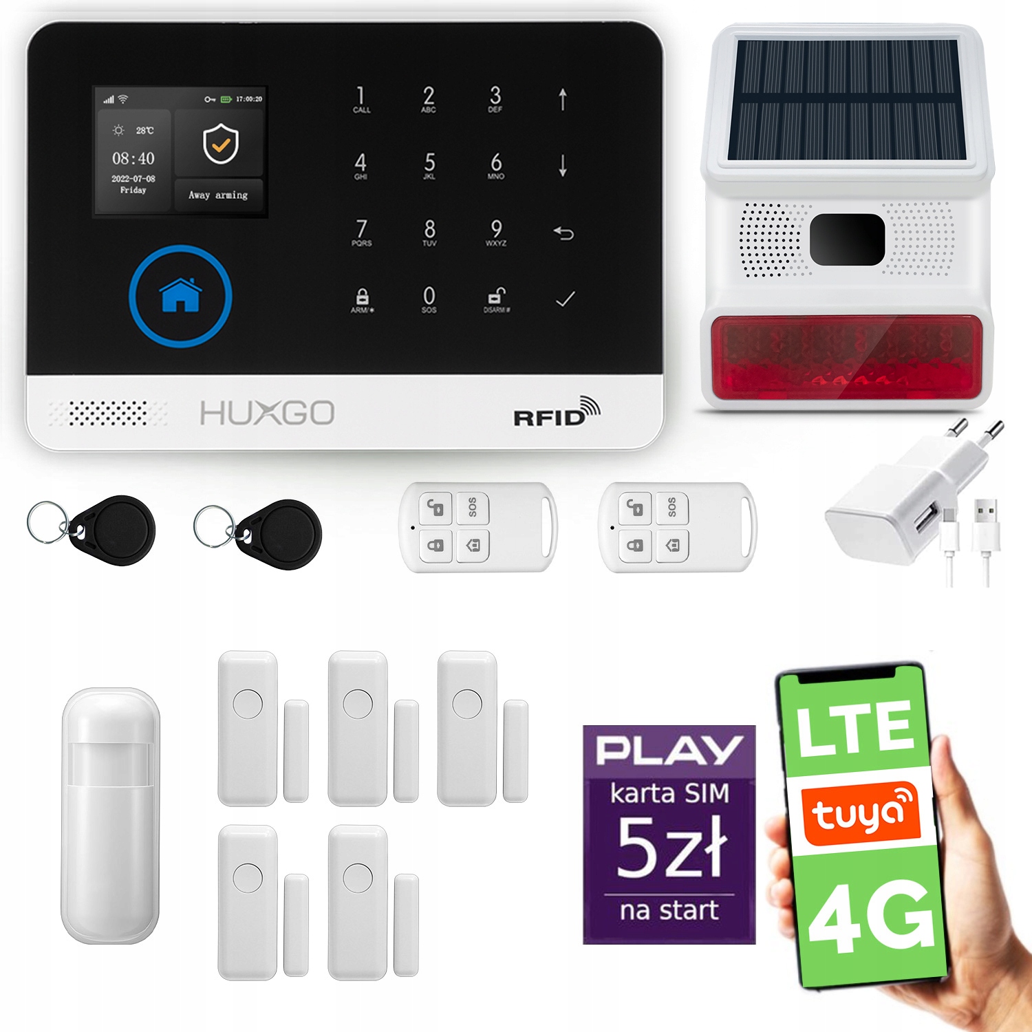 Bezdrôtový alarm WiFi Gsm 4G Lte s aplikáciou Tuya, Huxgo HXA003 4G