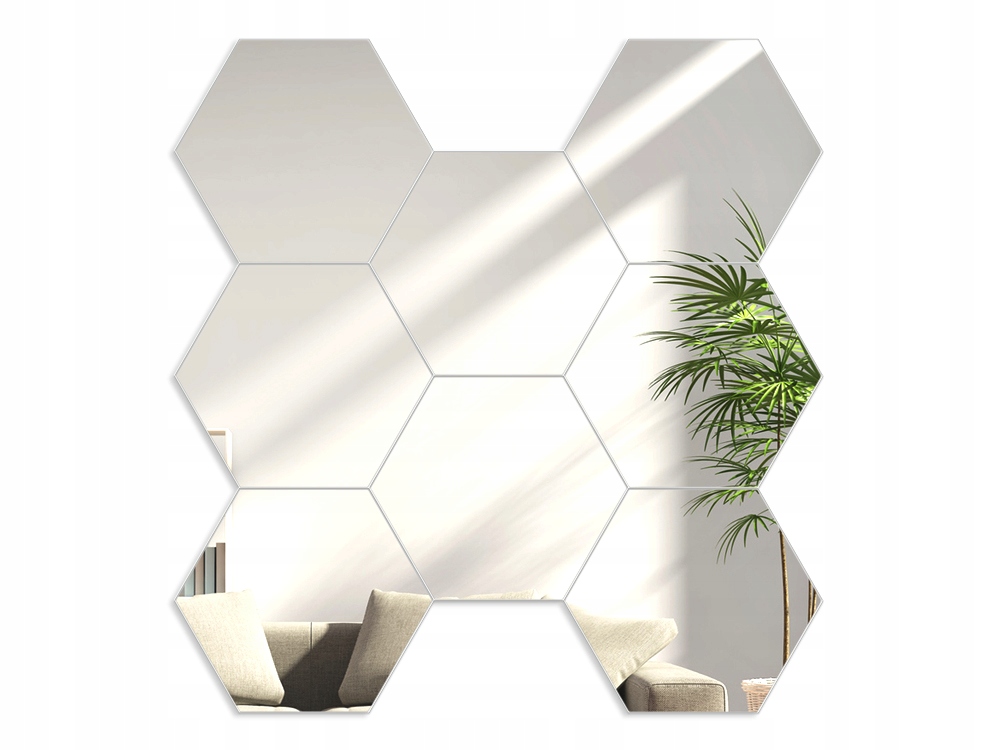

Lustro dekoracyjne akrylowe Hexagony Srebrny 8 szt